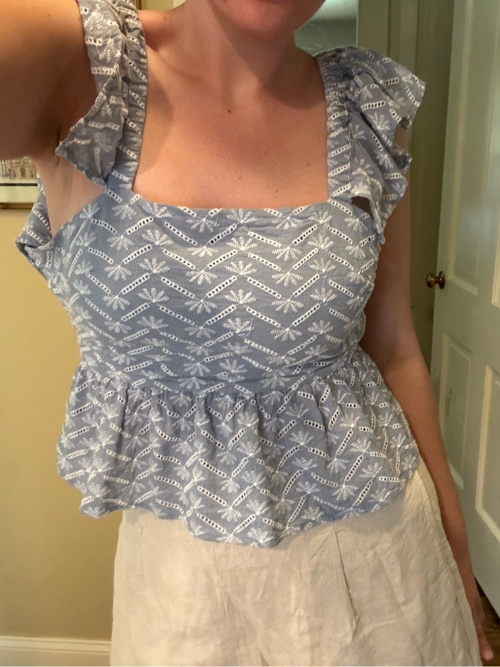 Coquette Ruffle Strap Peplum Top